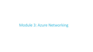 Module 3: Azure Networking
 