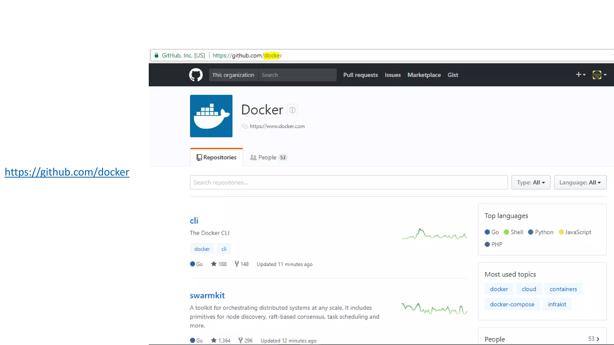 https://github.com/docker
 