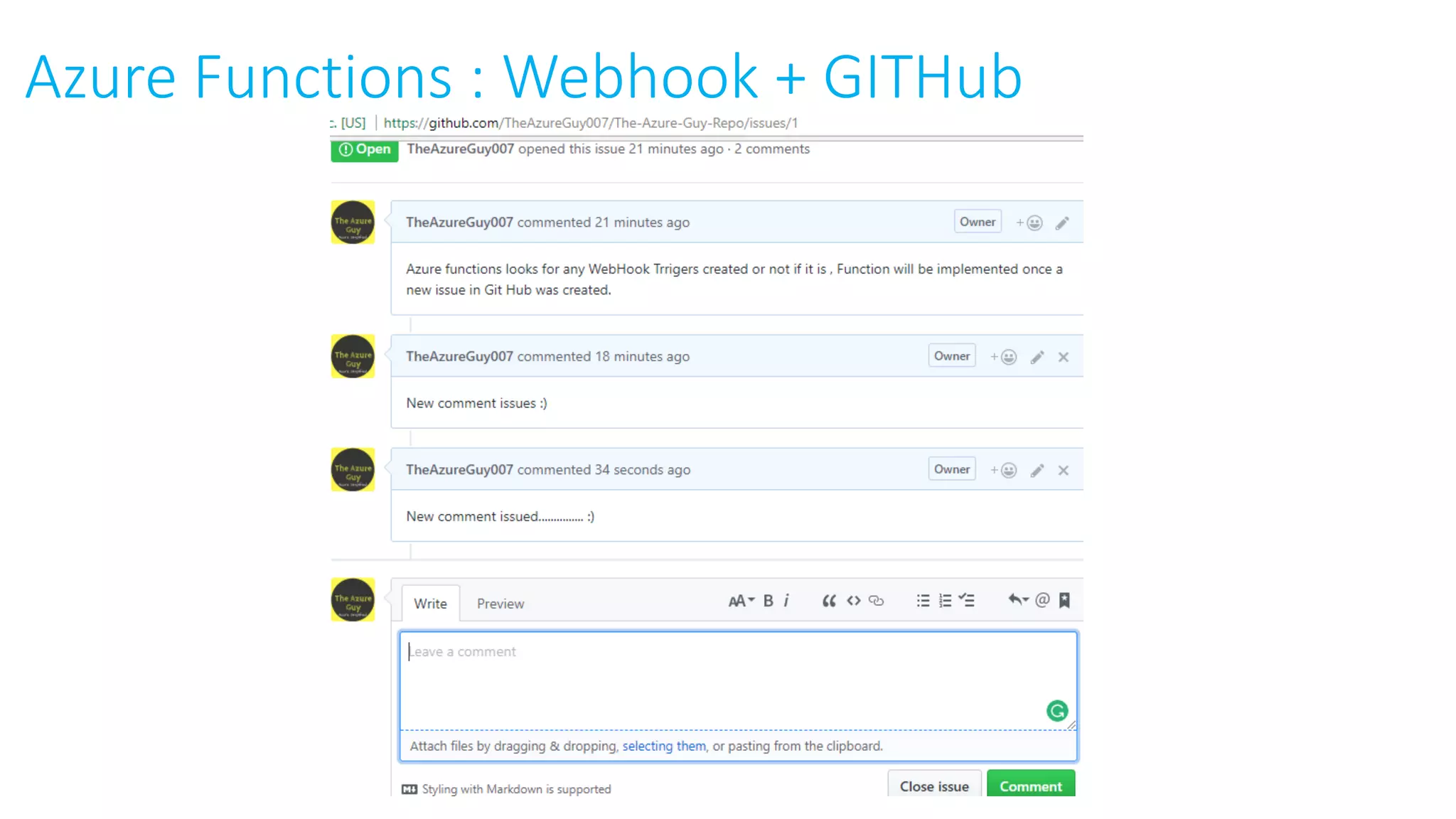 Azure Functions : Webhook + GITHub
 