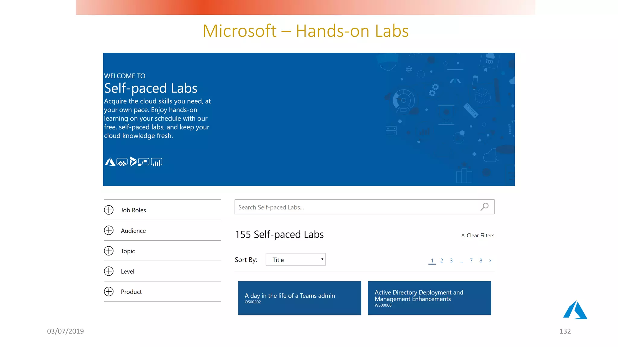 Microsoft – Hands-on Labs
03/07/2019 132
 