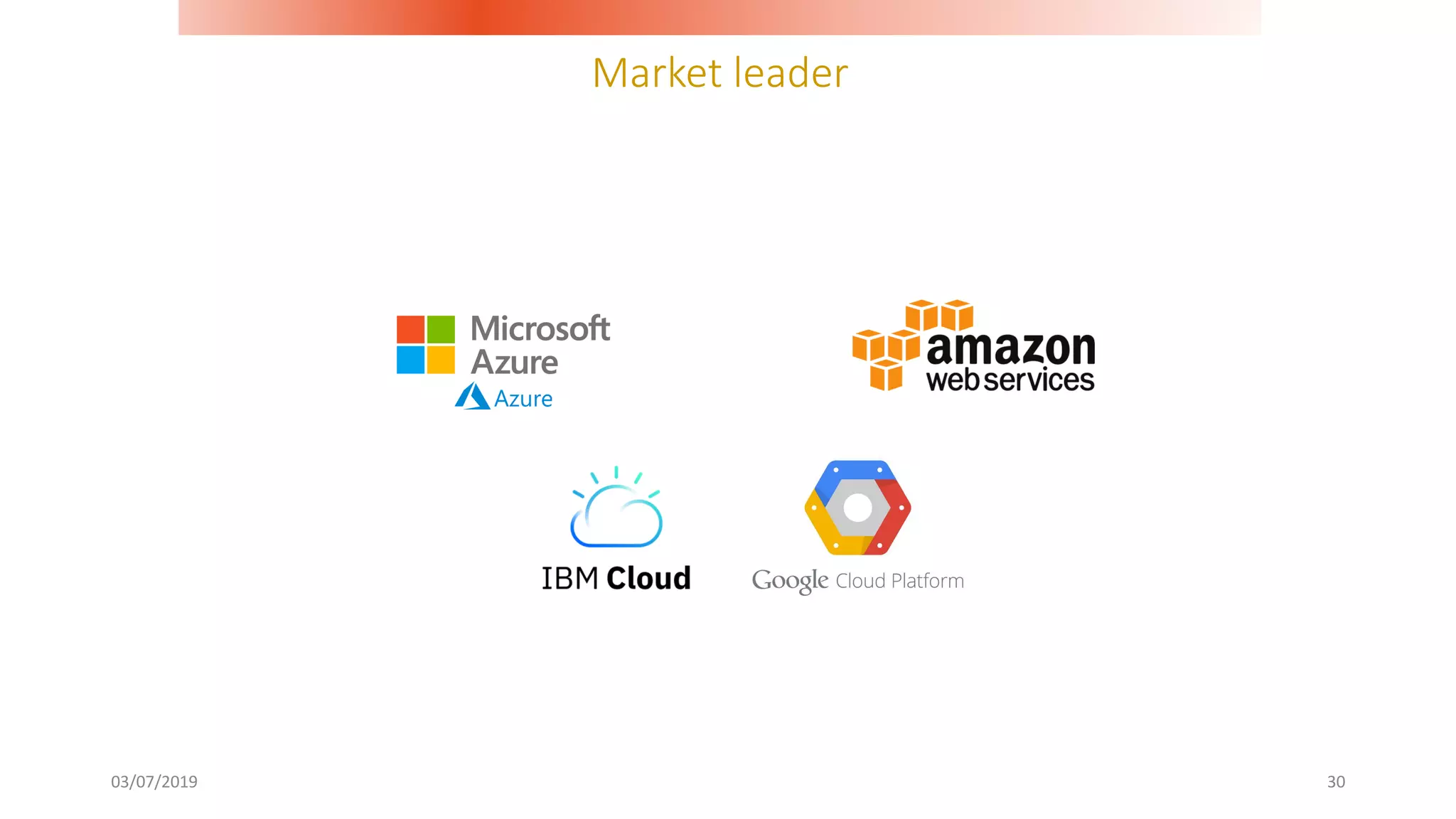 Market leader
03/07/2019 30
 