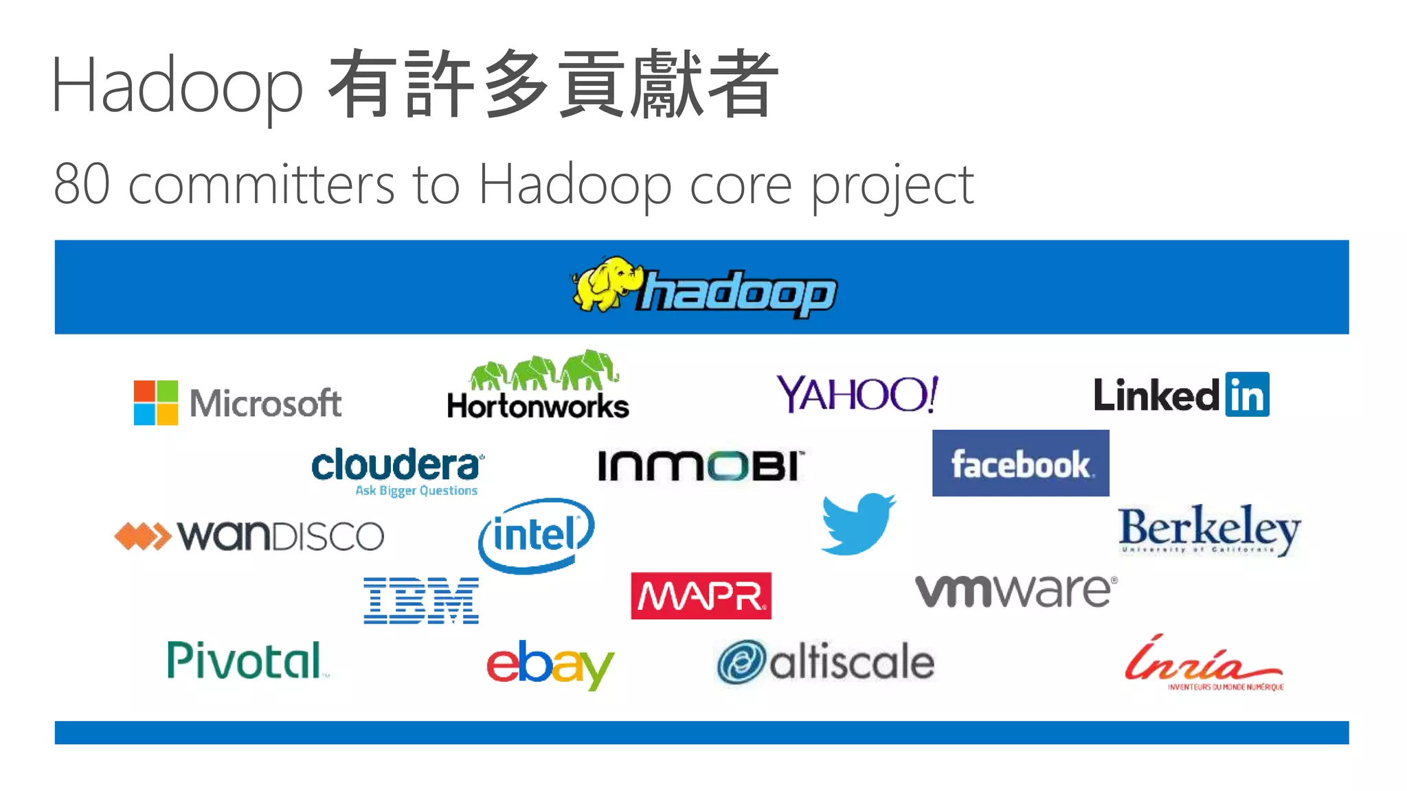Hadoop 有許多貢獻者
 