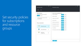 Set security policies
for subscriptions
and resource
groups
 