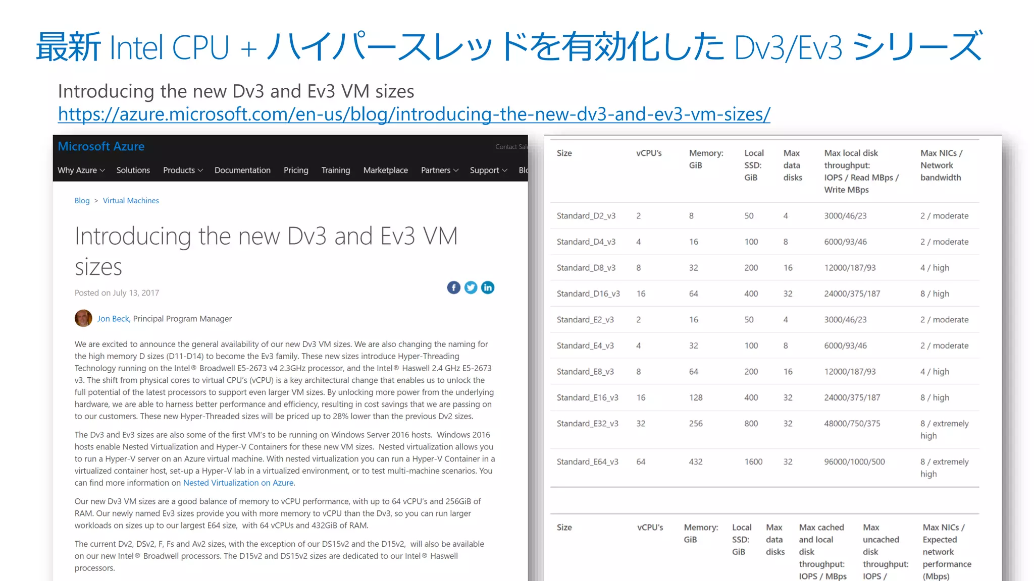 最新 Intel CPU + ハイパースレッドを有効化した Dv3/Ev3 シリーズ
Introducing the new Dv3 and Ev3 VM sizes
https://azure.microsoft.com/en-us/blog/introducing-the-new-dv3-and-ev3-vm-sizes/
 