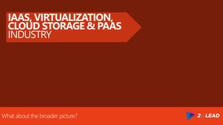 What about the broader picture?
IAAS, VIRTUALIZATION,
CLOUD STORAGE & PAAS
INDUSTRY
 