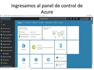 Ingresamos al panel de control de
Azure
 