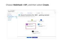 Choose WebHook + API, and then select Create.
 