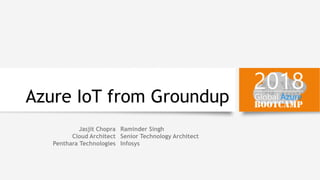 Azure IoT from Groundup
Jasjit Chopra
Cloud Architect
Penthara Technologies
Raminder Singh
Senior Technology Architect
Infosys
 