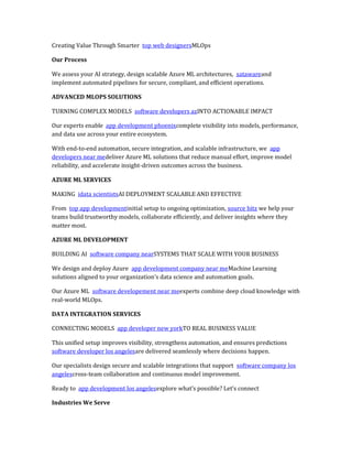 Azure Machine Learning Consulting & MLOps Services | PDF