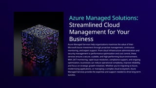 Azure Managed Services: Expert Enterprise Cloud Solutions | PPTX