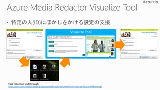 Face redaction walkthrough:
https://docs.microsoft.com/ja-jp/azure/media-services/media-services-redactor-walkthrough
 