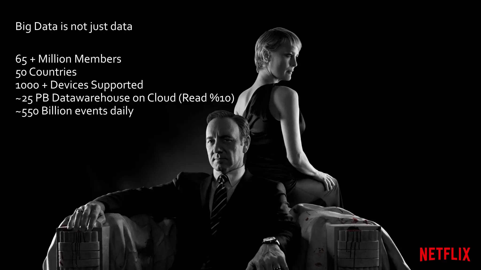 Big Data isn’t meaningful
Big Data is not just data
65 + Million Members
50 Countries
1000 + Devices Supported
~25 PB Datawarehouse on Cloud (Read %10)
~550 Billion events daily
 