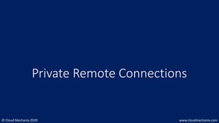 © Cloud Mechanix 2020 www.cloudmechanix.com
Private Remote Connections
 