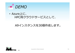 DEMO
? AzureϤˡ
HPC?饦ɥ`ӥȤơ
A9󥹥󥹤30ɤޤ
Kurochin's Mind Control 79
 