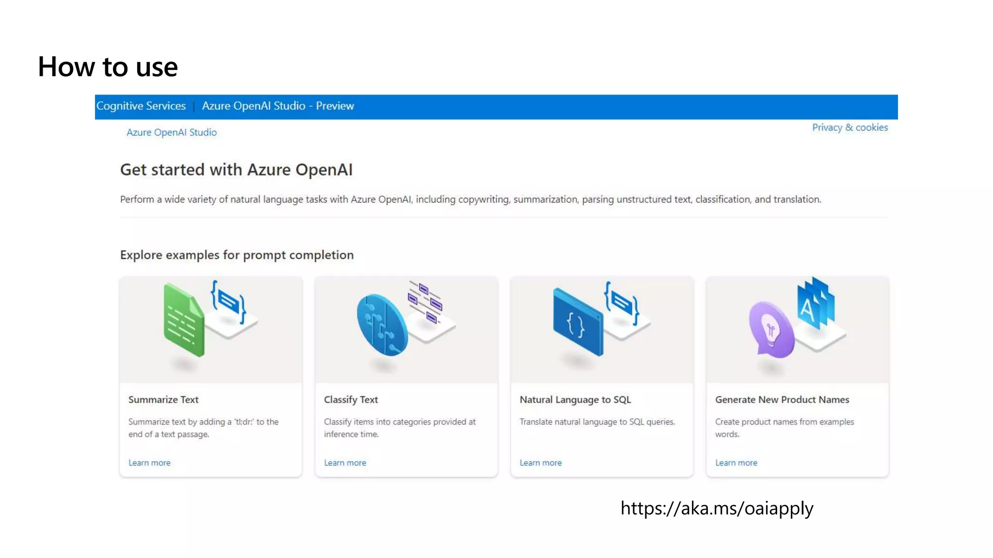 How to use
https://aka.ms/oaiapply
 