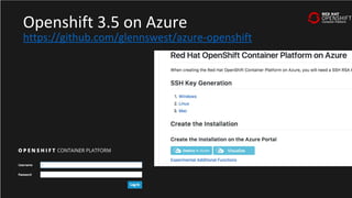 Openshift 3.5 on Azure
https://github.com/glennswest/azure-openshift
 