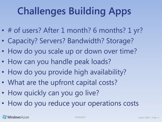 Challenges Building Apps# of users? After 1 month? 6 months? 1 yr?  
