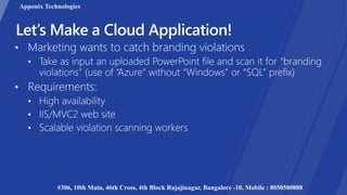 Apponix Technologies
#306, 10th Main, 46th Cross, 4th Block Rajajinagar, Bangalore -10, Mobile : 8050580888
 
