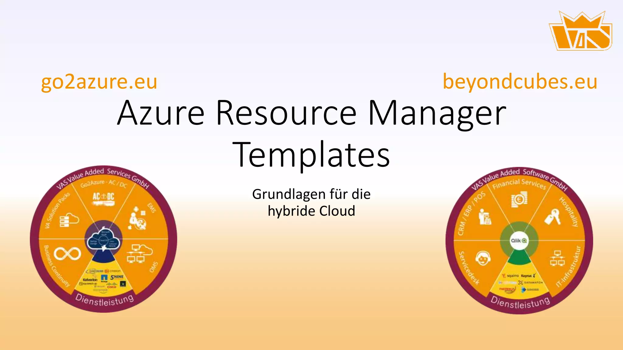 Azure Resource Manager
Templates
Grundlagen für die
hybride Cloud
go2azure.eu beyondcubes.eu