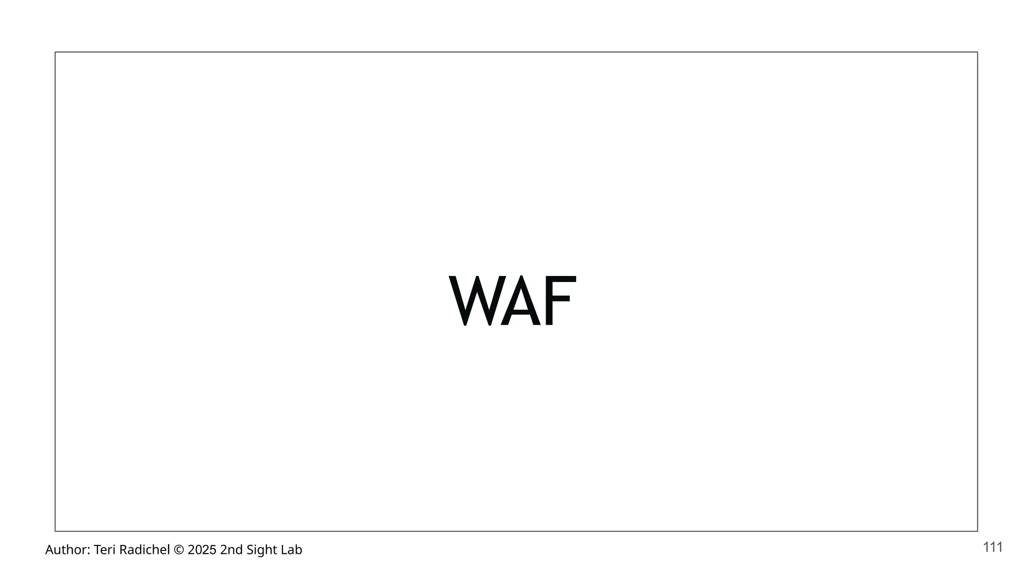 Author: Teri Radichel © 2025 2nd Sight Lab
WAF
111
 