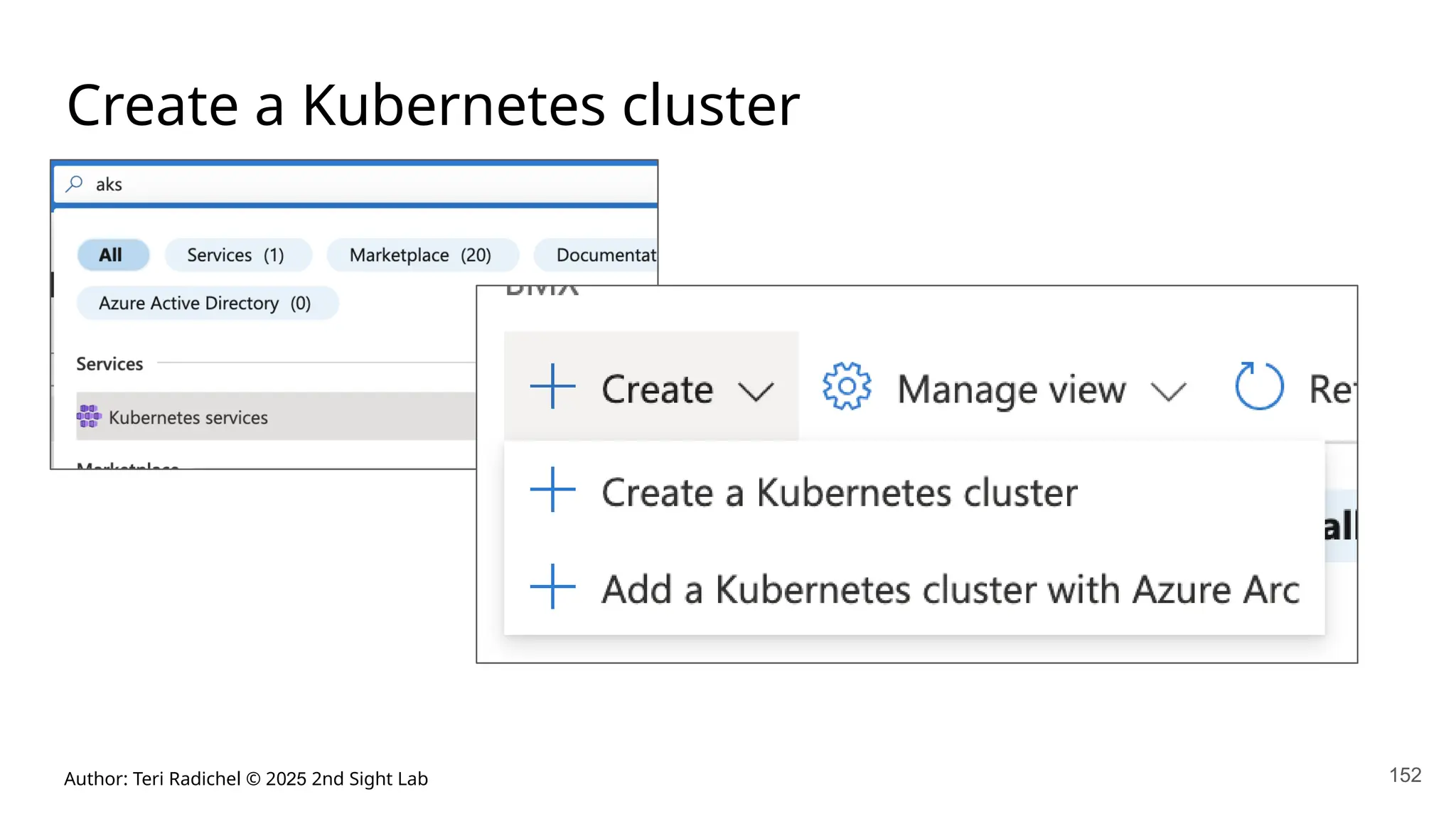 Author: Teri Radichel © 2025 2nd Sight Lab 152
Create a Kubernetes cluster
 