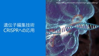 遺伝子編集技術
CRISPRへの応用
https://blogs.microsoft.com/ai/crispr-gene-editing/
 