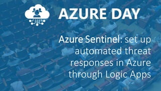 Azure Sentinel: set up
automated threat
responses in Azure
through Logic Apps
 