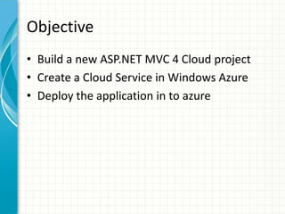 Azure Series 2 Creating A Cloud Service Web Role Ppt Azure Series 2 Creating A Cloud Service Web Role Ppt