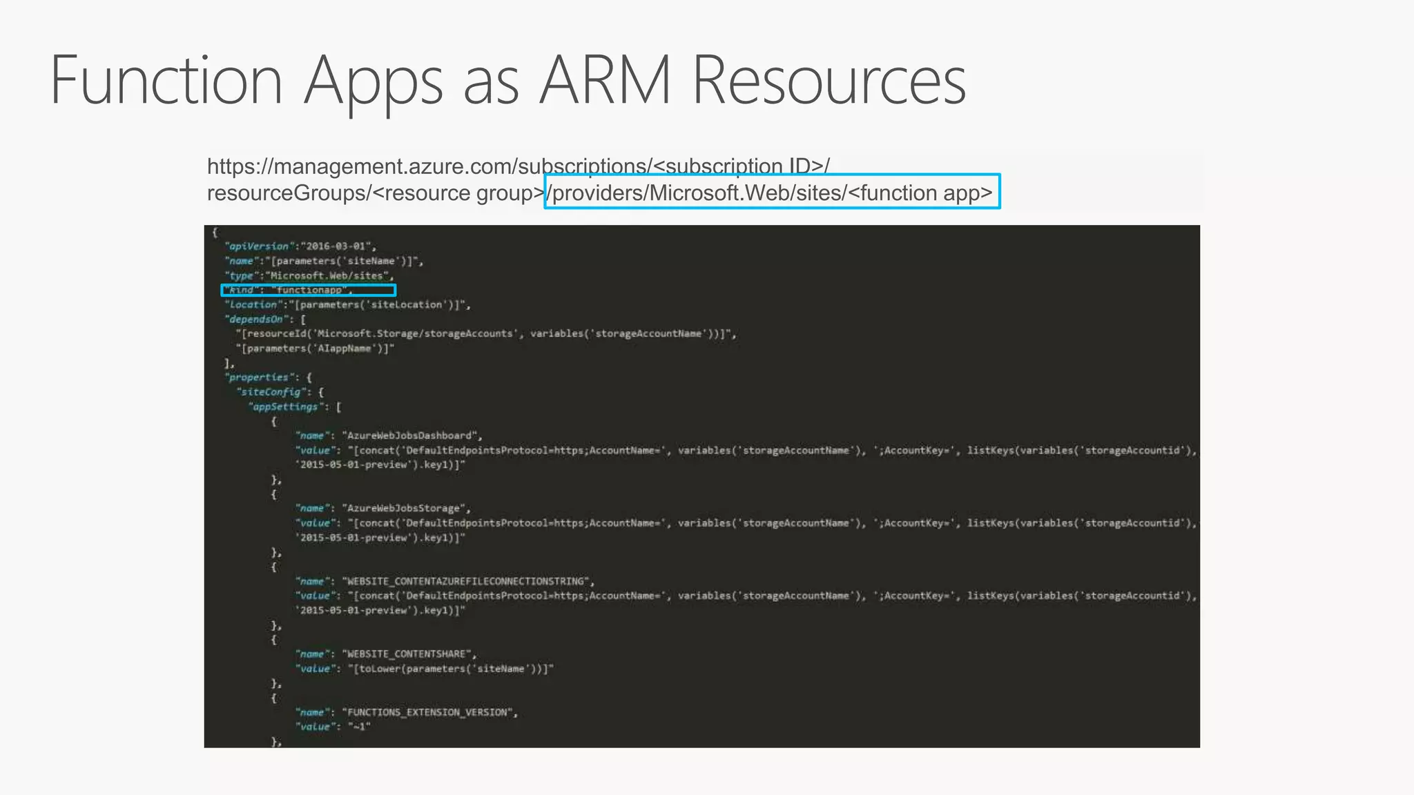 https://management.azure.com/subscriptions/<subscription ID>/
resourceGroups/<resource group>/providers/Microsoft.Web/sites/<function app>
 