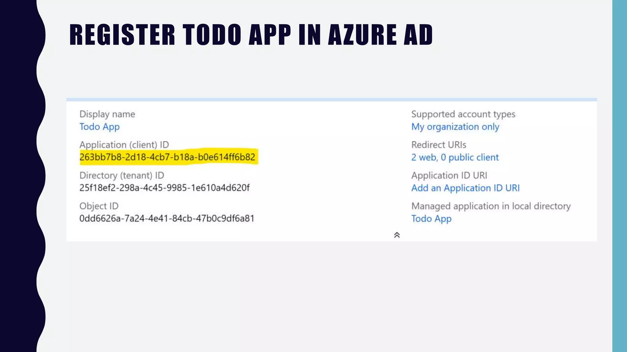 REGISTER TODO APP IN AZURE AD
 