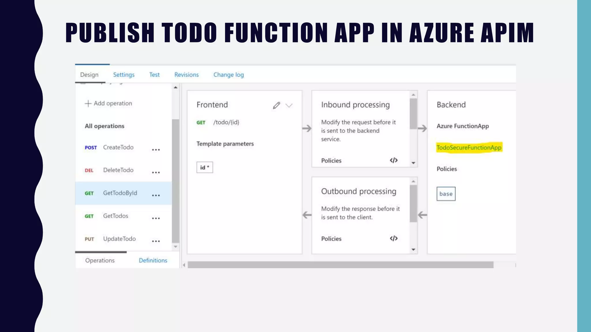 PUBLISH TODO FUNCTION APP IN AZURE APIM
 