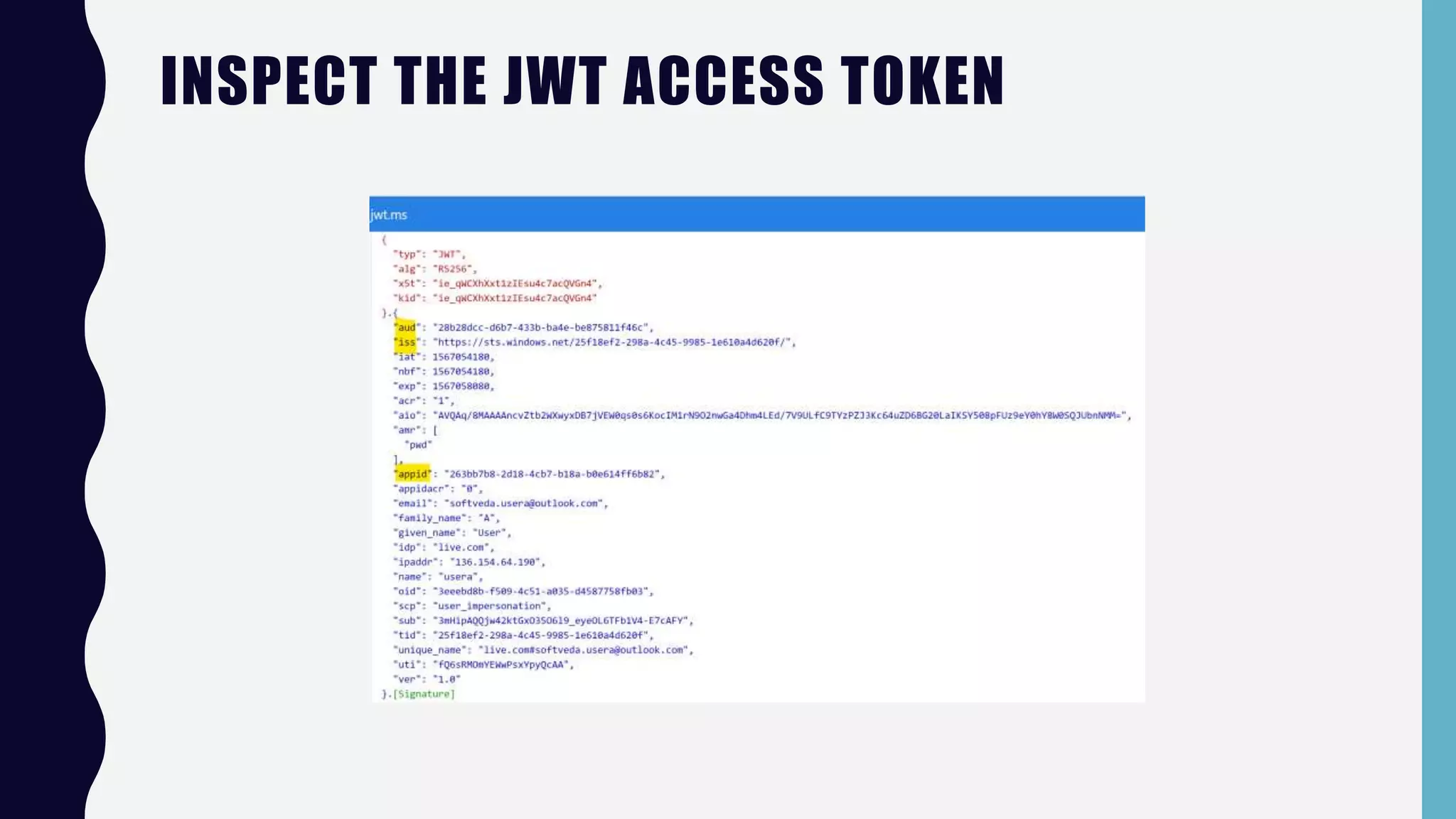 INSPECT THE JWT ACCESS TOKEN
 