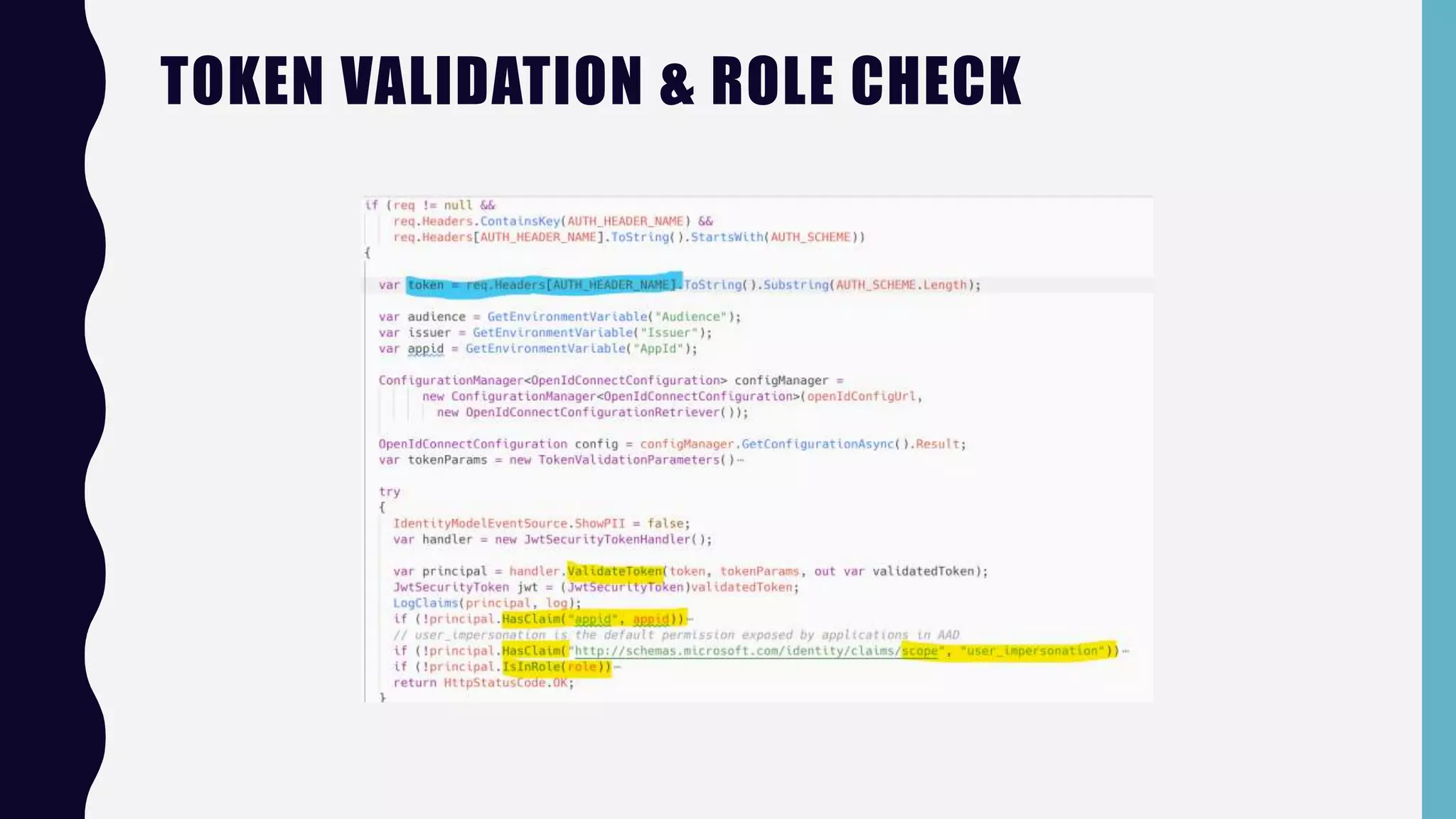 TOKEN VALIDATION & ROLE CHECK
 