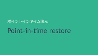 ポイントインタイム復元 
Point-in-time restore 
 
