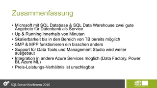 Azure SQL Database vs. Azure SQL Data Warehouse | PPTX