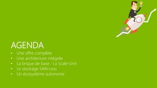 AGENDA
• Une offre complète
• Une architecture intégrée
• La brique de base : La Scale-Unit
• Le stockage SAN-Less
• Un écosystème autonome
 