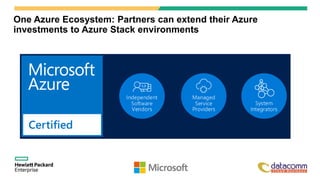 One Azure Ecosystem: Partners can extend their Azure
investments to Azure Stack environments
 