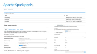 Apache Spark pools
Note: There are no on-demand pools for Spark
 