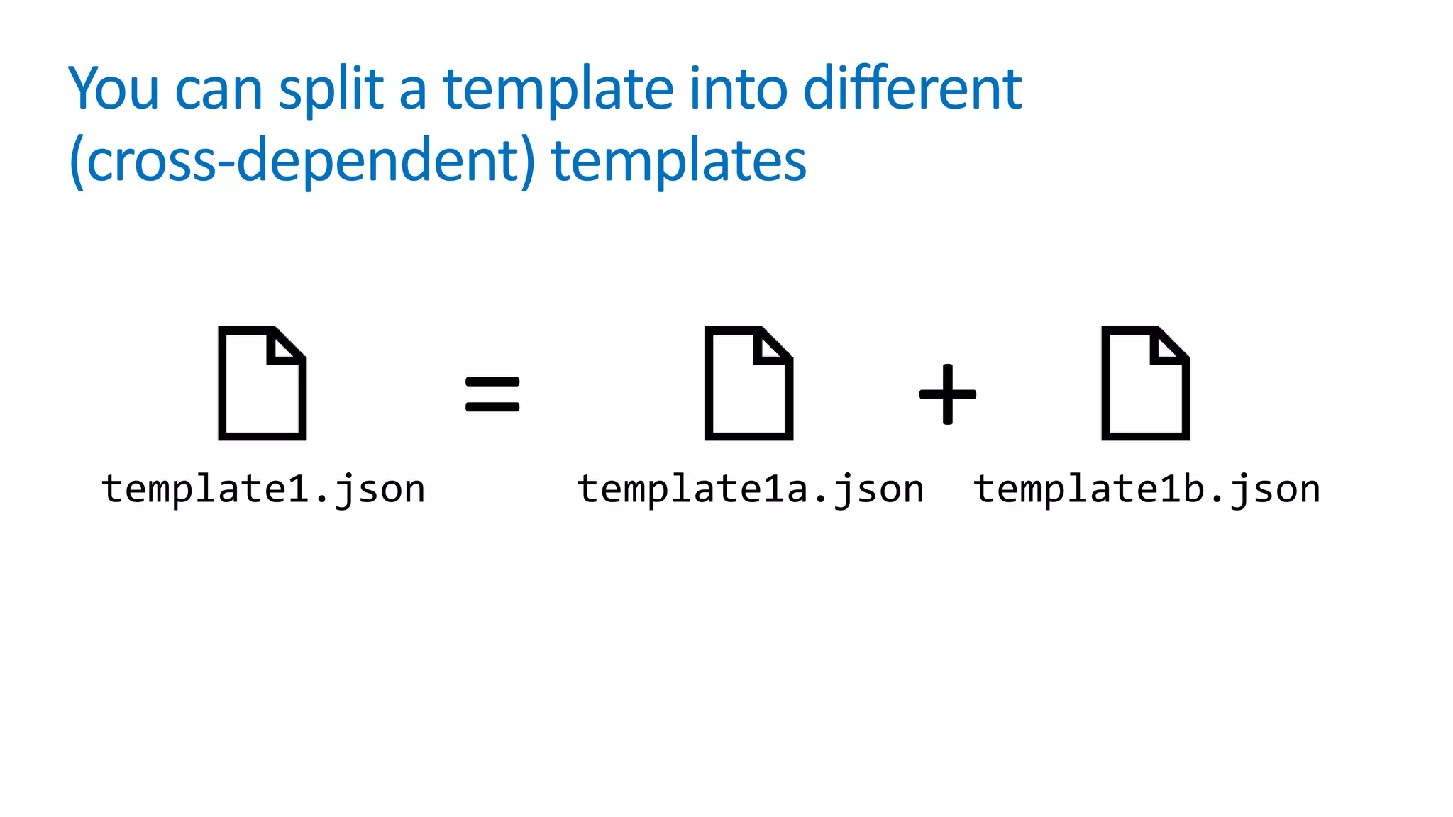template1.json
You can split a template into different
(cross-dependent) templates
template1a.json template1b.json
= +
 
