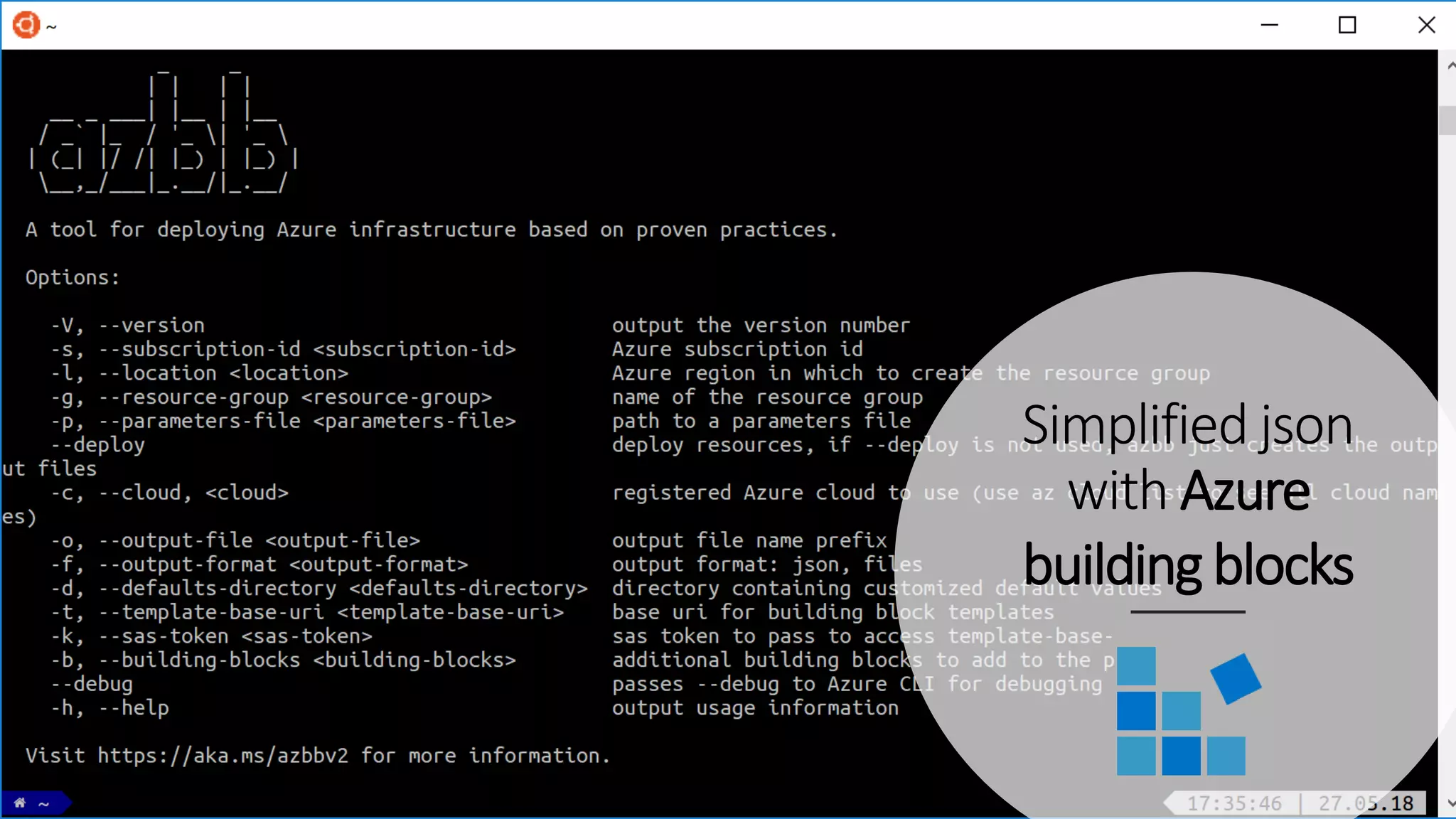 Simplified json
with Azure
building blocks
 
