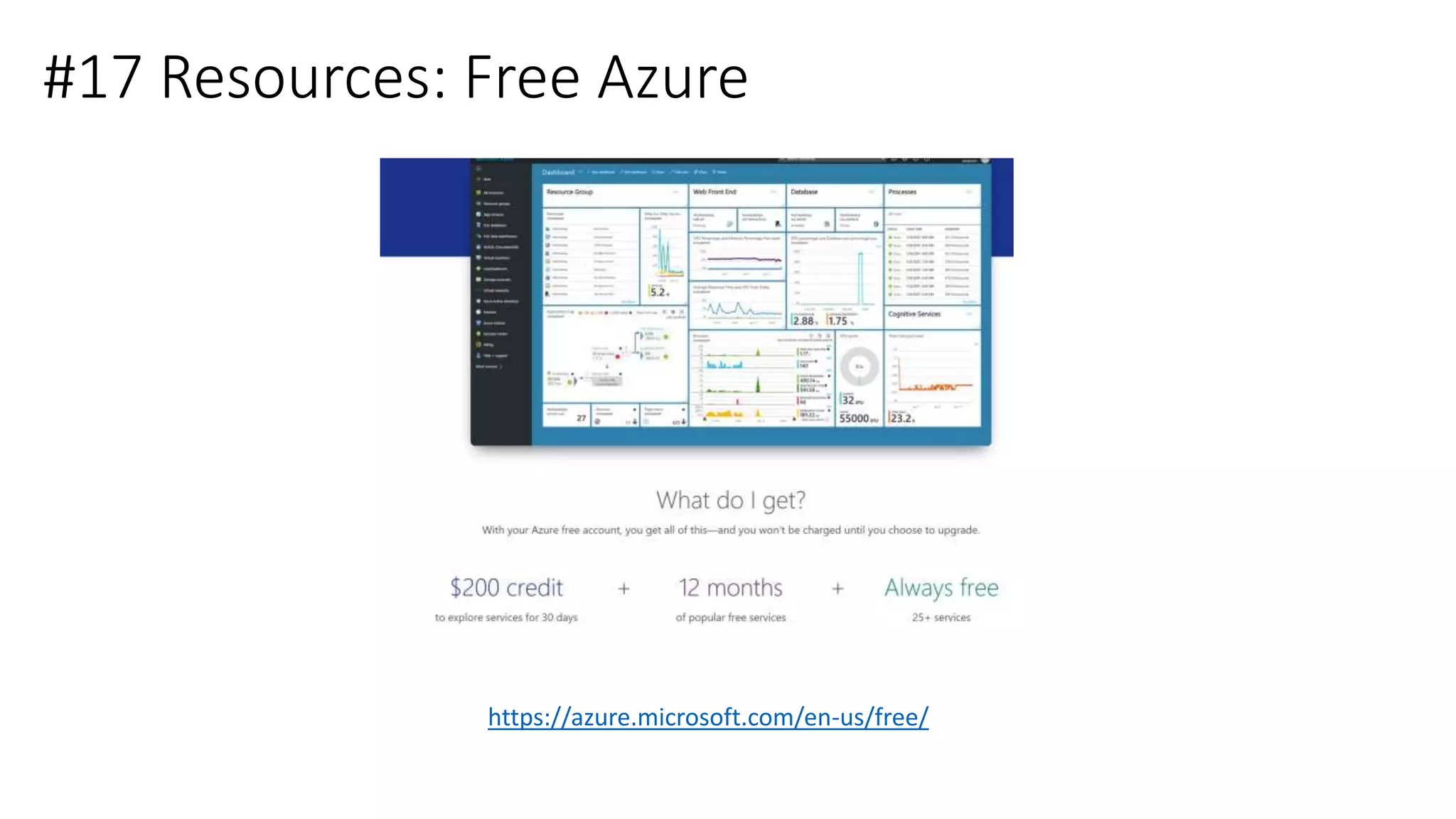 #17 Resources: Free Azure
https://azure.microsoft.com/en-us/free/
 