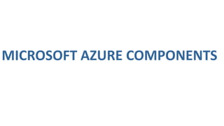 MICROSOFT AZURE COMPONENTS
 