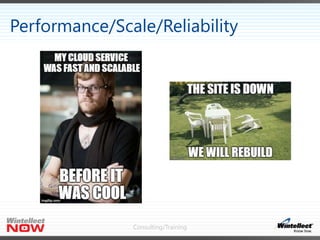 Consulting/Training
Performance/Scale/Reliability
 