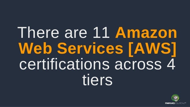 There are 11 Amazon
Web Services [AWS]
certifications across 4
tiers
 