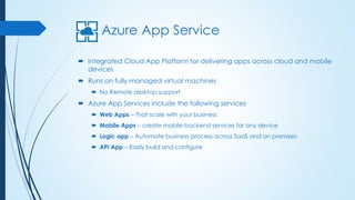 Azure Platform Apps Azure web apps | PDF