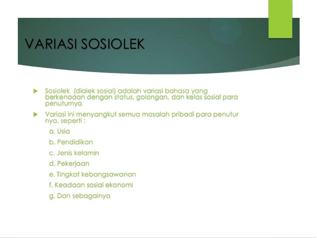 Variasi dan jenis bahasa