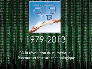 1979-2013
3D la révolution du numérique
Parcourt et fracture technologique

 