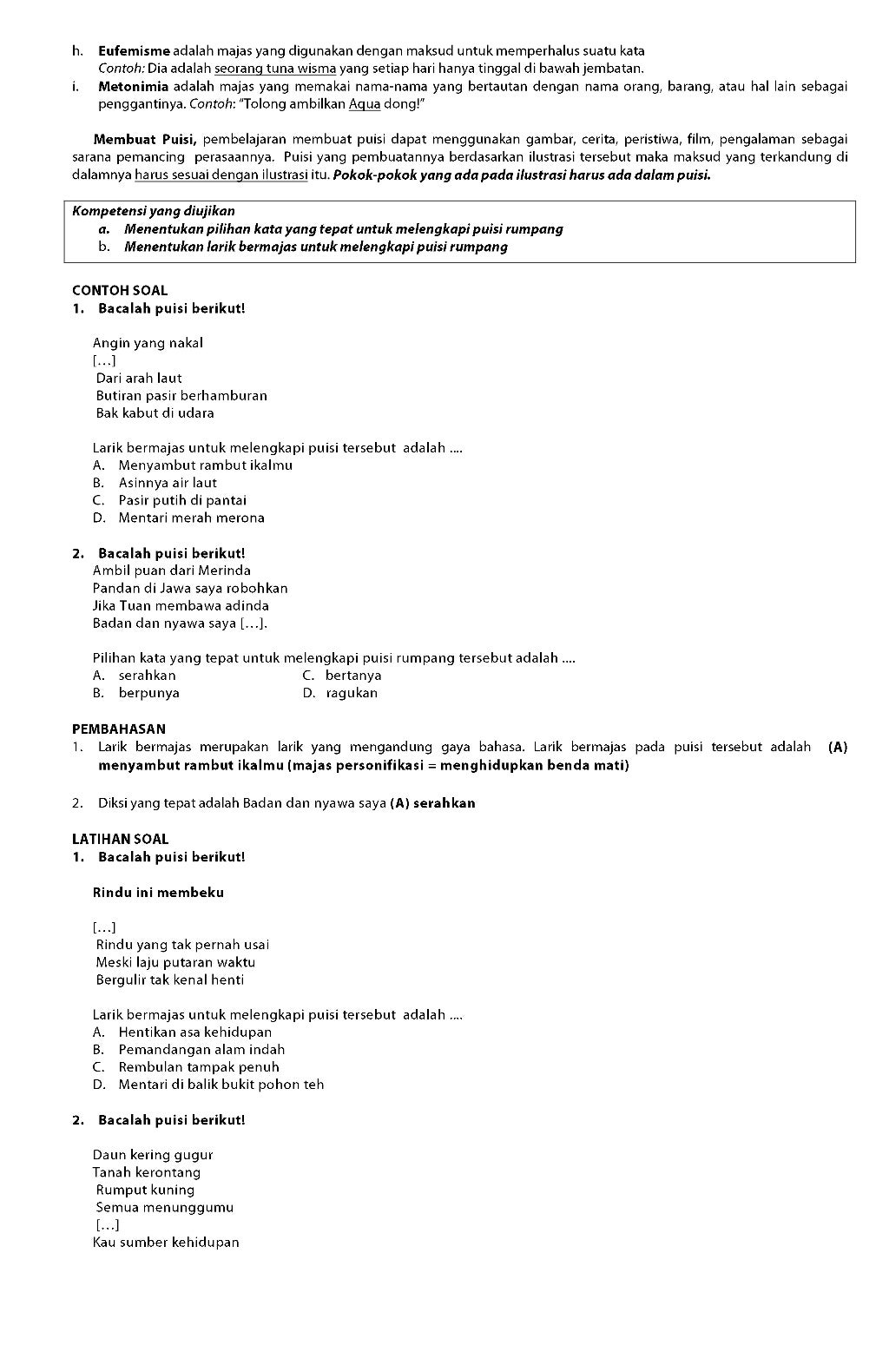 Materi Bahasa Indonesia UN SMP 2015 Materi Bahasa Indonesia UN SMP 2015