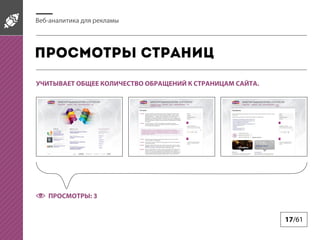 Веб-аналитика для рекламы

Просмотры страниц
УЧИТЫВАЕТ ОБЩЕЕ КОЛИЧЕСТВО ОБРАЩЕНИЙ К СТРАНИЦАМ САЙТА.

ПРОСМОТРЫ: 3

17/61

 