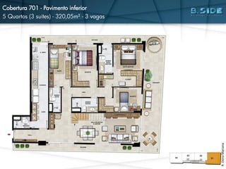 Cobertura 701 - Pavimento inferior
5 Quartos (3 suítes) - 320,05m² - 3 vagas
R.DonaMariana
 